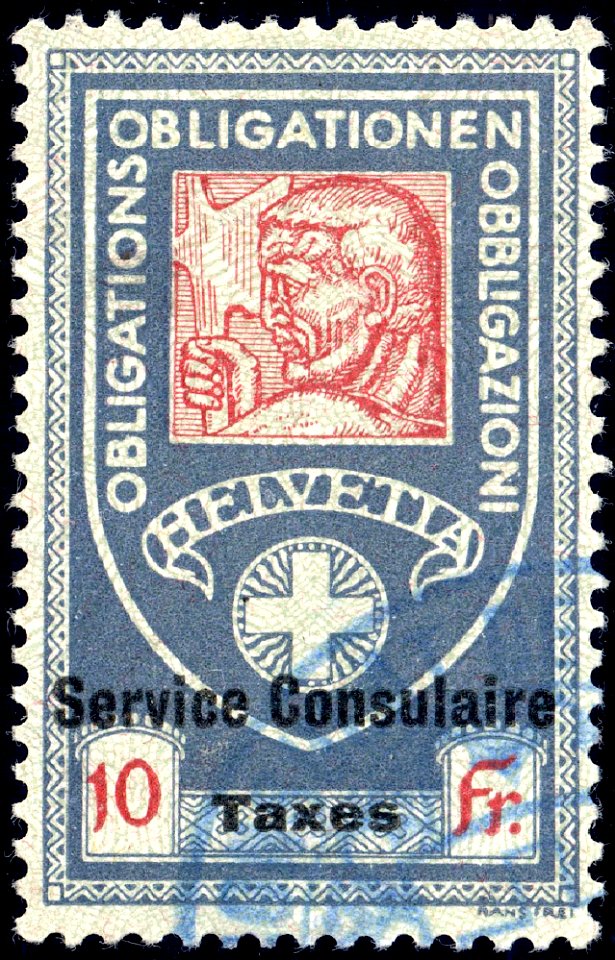 Switzerland federal consular revenue 1915 10Fr - 6