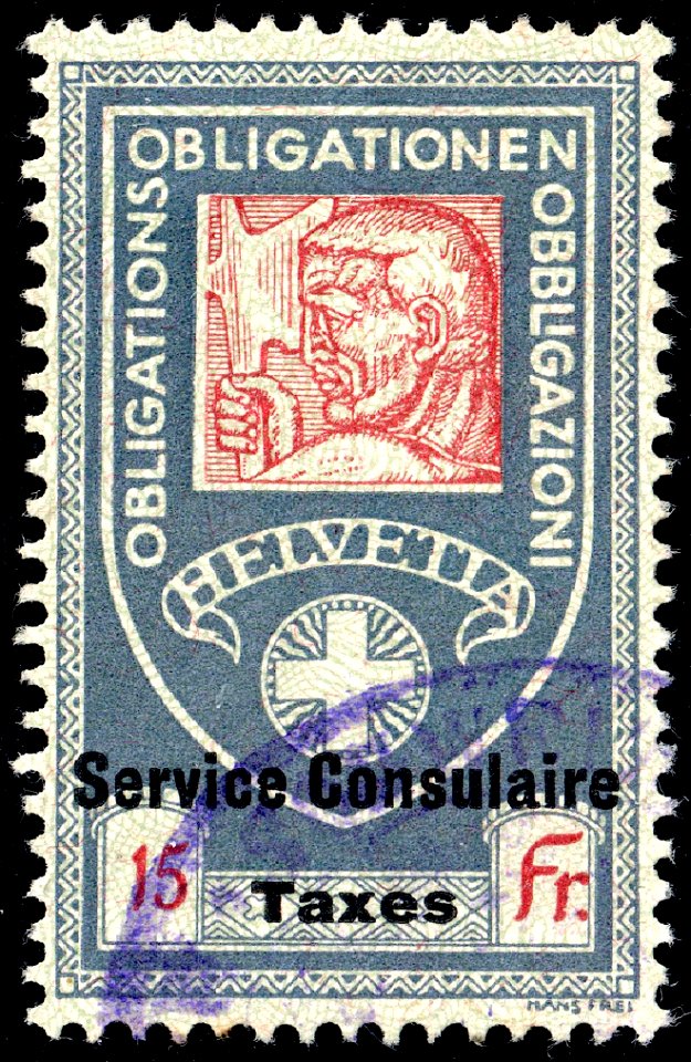 Switzerland federal consular revenue 1915 15Fr - 7