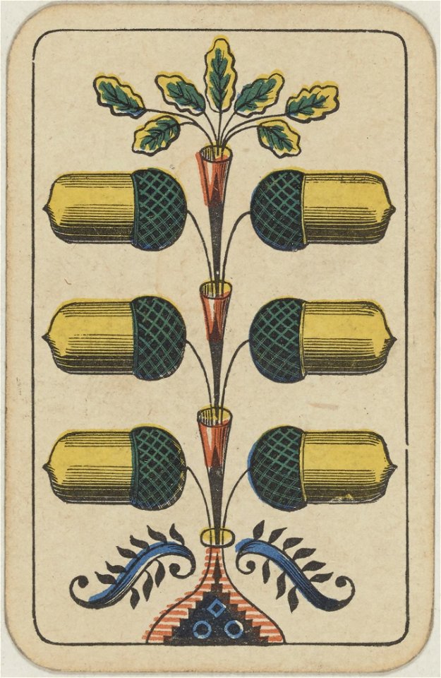 Swiss card deck - 1850 - 6 of Acorns