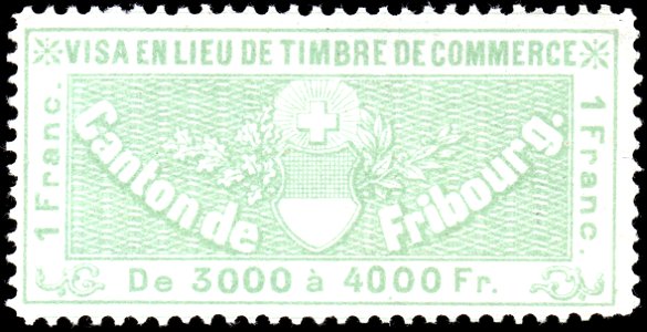 Switzerland Fribourg 1870 commerce revenue 1Fr - 5B