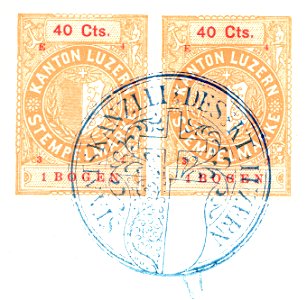 Switzerland Lucerne 1937 revenue 6 40c - 220 - E 4 37 pair