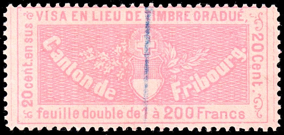 Switzerland Fribourg 1870 visa revenue 20c - 15