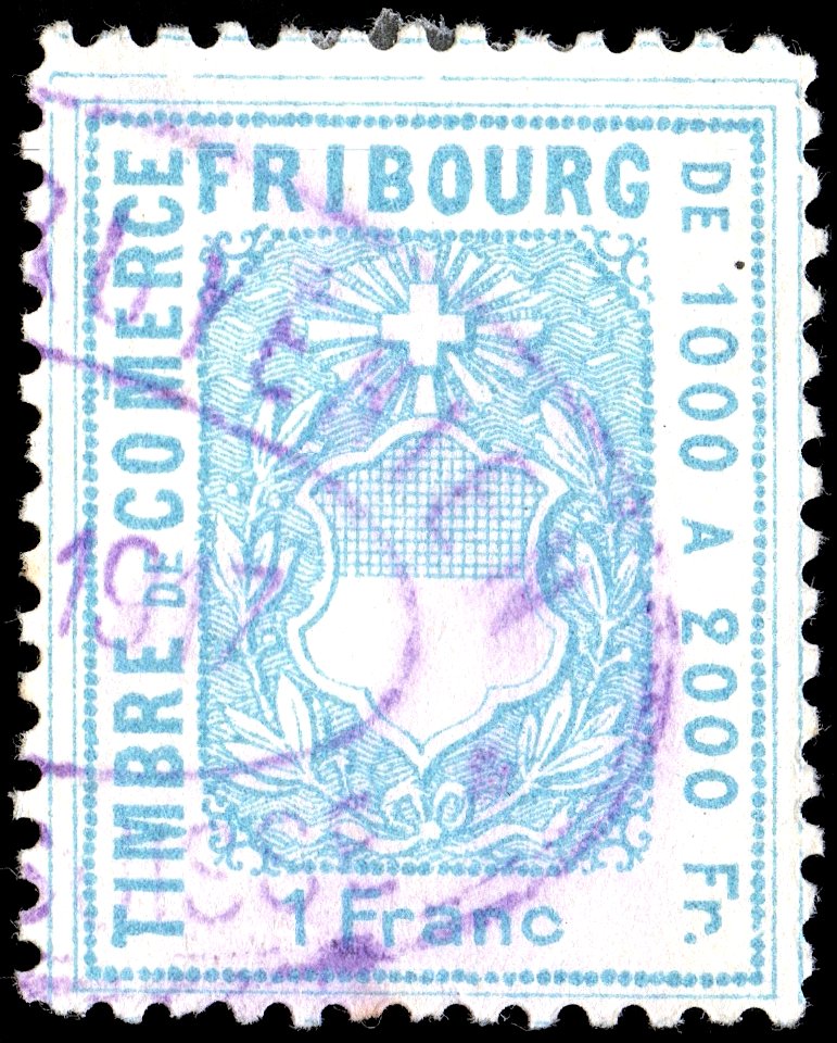 Switzerland Fribourg 1882 revenue 1Fr - 61A