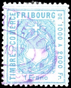 Switzerland Fribourg 1882 revenue 1Fr - 61A