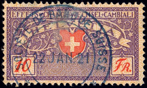 Switzerland federal bill of exchange revenue 1918 10Fr-16A