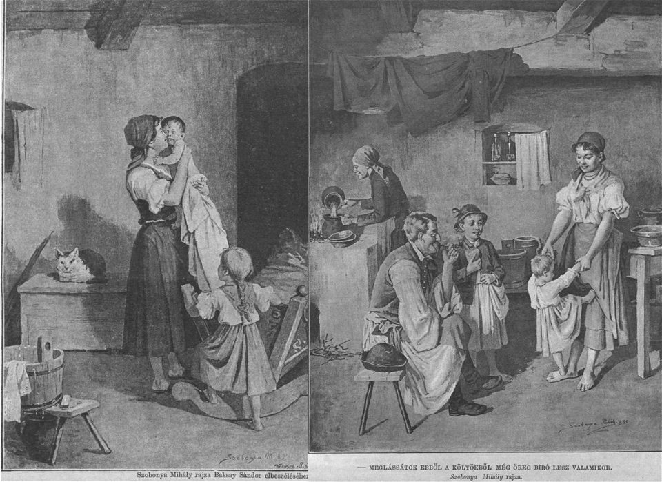 Szobonya Mihály illusztrációk Baksay Sándor Egy fedél két otthon című novellájához 1890-48
