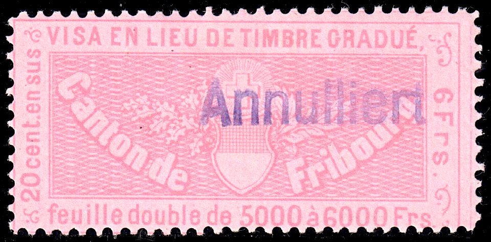 Switzerland Fribourg 1870 visa revenue 6Fr - 24