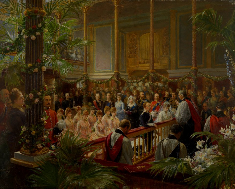 Sydney Prior Hall (1842-1922) - The Marriage of Princess Louise of Wales with the Duke of Fife at Buckingham Palace, 27th July 1889 - RCIN 404460 - Royal Collection