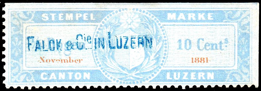 Switzerland Lucerne 1881 revenue 2 10c - 10
