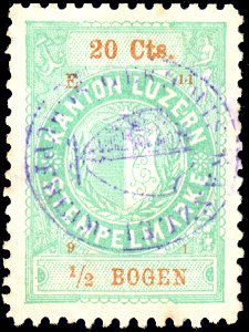 Switzerland Lucerne 1891 revenue 4 20c - 34 - E 11 91