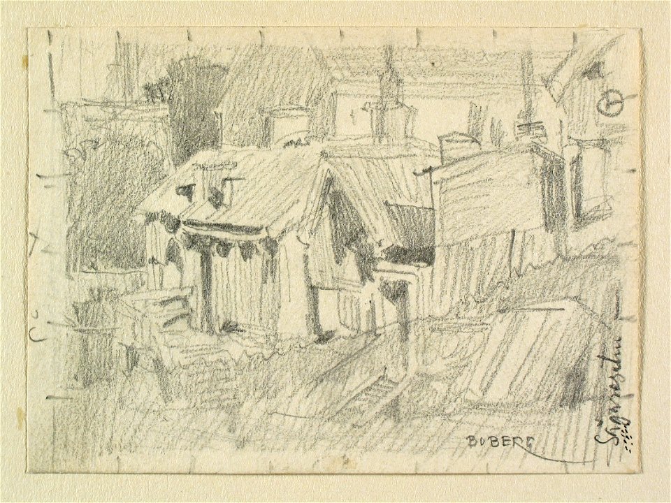 Sågaregatan, Stockholm 1924 , Södermalm.Teckning av Ferdinand Boberg - Nordiska museet - NMA.0090932