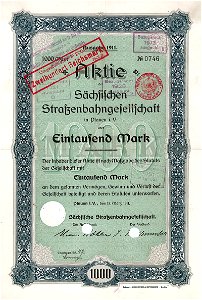 Sächsische Straßenbahngesellschaft 1000 Mk 1911