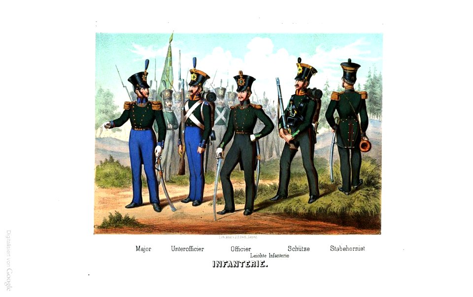 Sächsische uniformen leichte infanterie 1832