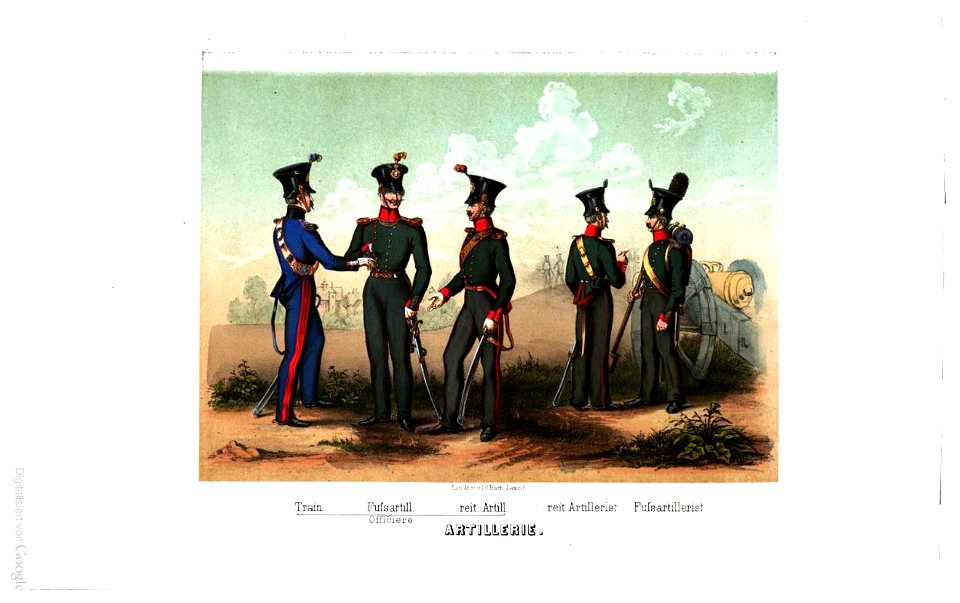 Sächsische uniformen artillerie 1832