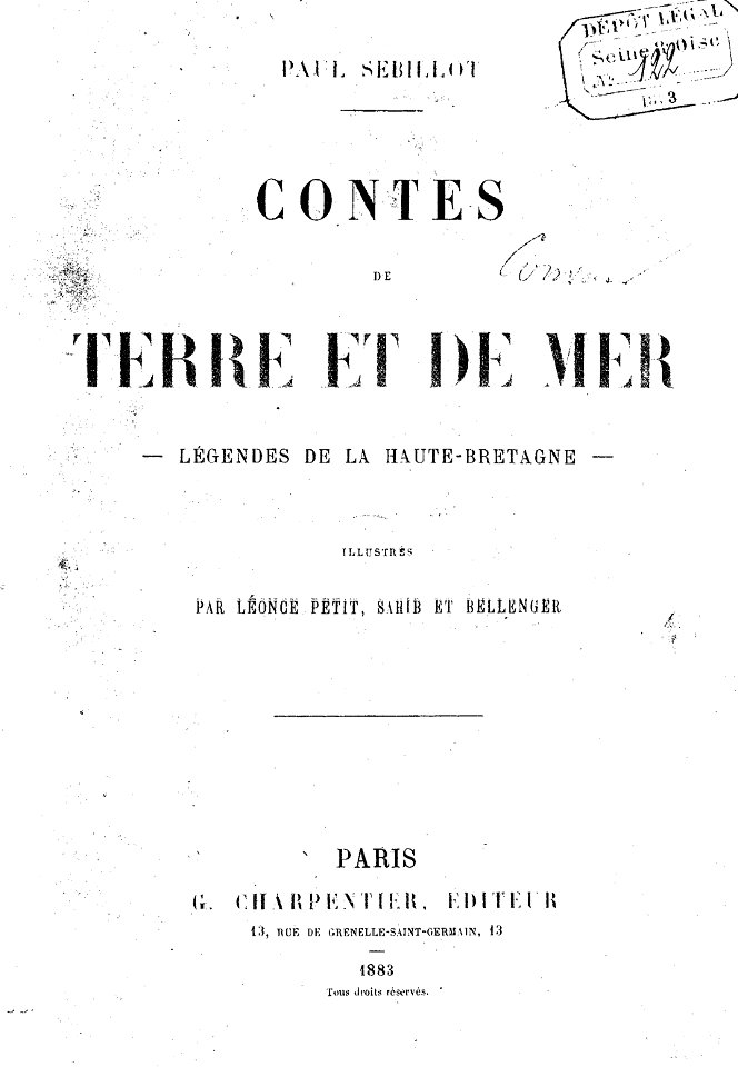 Sébillot - Contes de terre et de mer (page 1 crop)