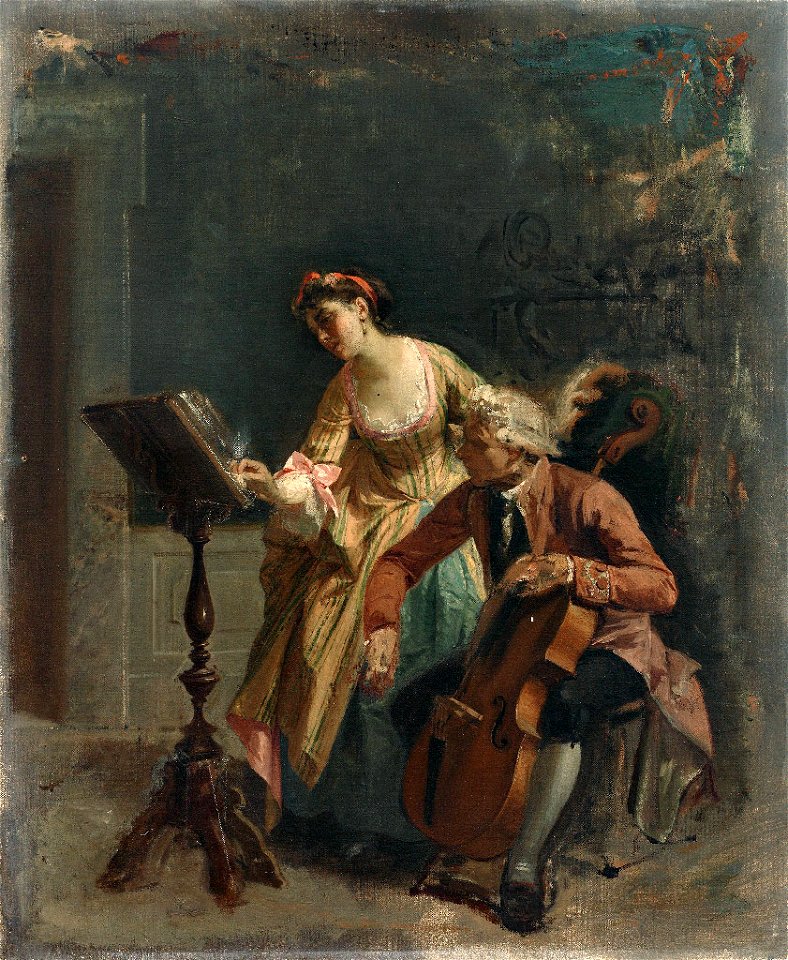 Sängerin und Cellist Italien 19Jh