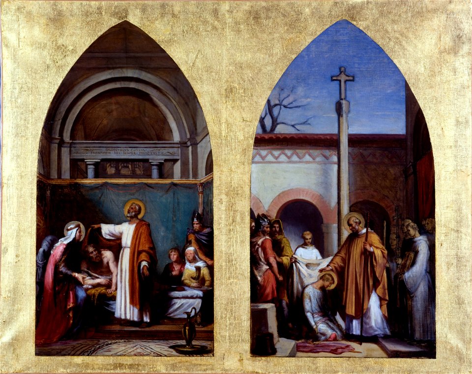 Sébastien Melchior Cornu - Esquisse pour l'église Saint-Séverin , Saint Séverin, abbé d'Agaune, guérit le roi Clovis. Saint Sév - PPP4544 - Musée des Beaux-Arts de la ville de Paris