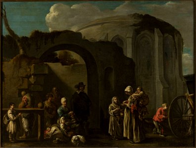 Sébastien Bourdon - Family of beggars among ruins - M.Ob.636 MNW - National Museum in Warsaw