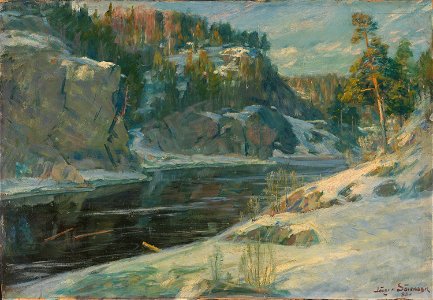 Jørgen Sørensen - Riverlandscape in Winter - NG.M.01068 - National Museum of Art, Architecture and Design. Free illustration for personal and commercial use.