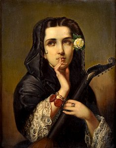 Südländische Mandolinenspielerin 19Jh