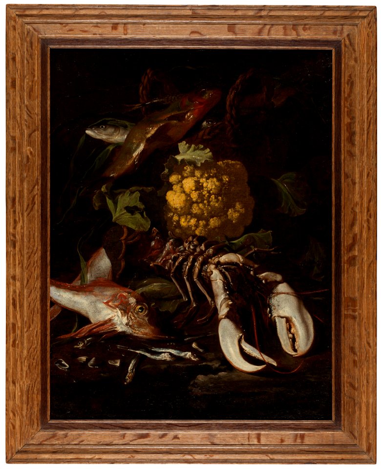 T. Realfonso - Stilleven met vis, bloemkool en kreeft - NK1766 - Cultural Heritage Agency of the Netherlands Art Collection