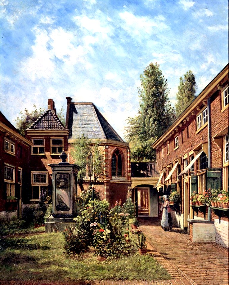 T.W. Ouwerkerk - View of the St. Annahofje in Leiden