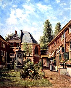 T.W. Ouwerkerk - View of the St. Annahofje in Leiden