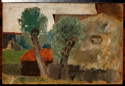 Tadeusz Makowski - Fragment of a house with two trees - MPW 2523 MNW - National Museum in Warsaw