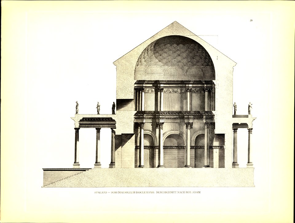 Tafel 020 Spalato - Querschnitt Mausoleum Diocletian - Robert Adam 1764