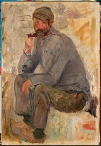 Tadeusz Makowski - Sitting fisherman with a pipe - MPW 2666 MNW - National Museum in Warsaw