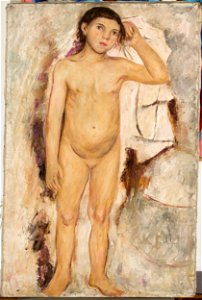 Tadeusz Makowski - Nude little girl with a raised hand - MPW 2393 MNW - National Museum in Warsaw