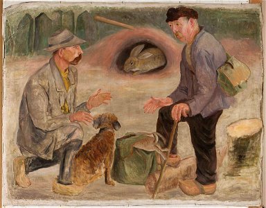 Tadeusz Makowski - Conversation with a hunter - MPW 3222 MNW - National Museum in Warsaw
