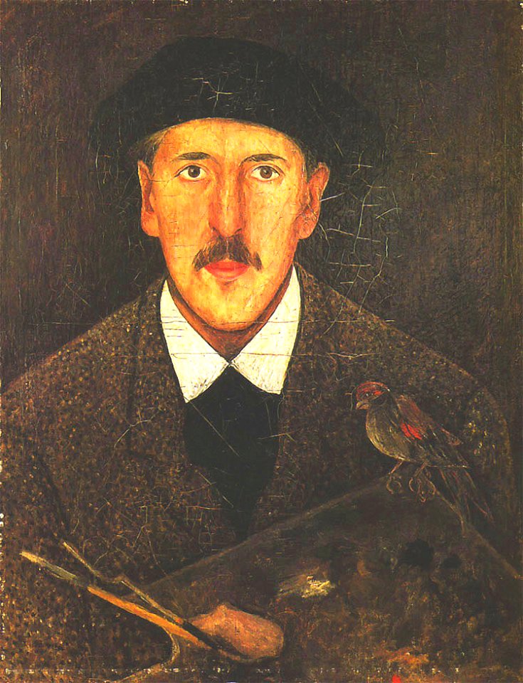 TadeuszMakowski.AutoportretZPaletaIPtaszkiem.1919.ws