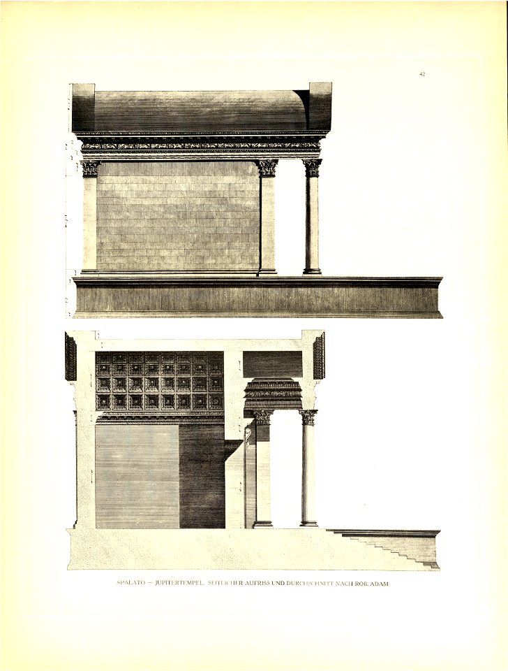 Tafel 042 Spalato - Jupitertempel Aufriß und Querschnitt - Robert Adam 1764