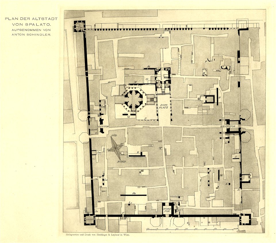 Tafel 01 - Plan der Altstadt von Spalato, aufgen. von Anton Schindler