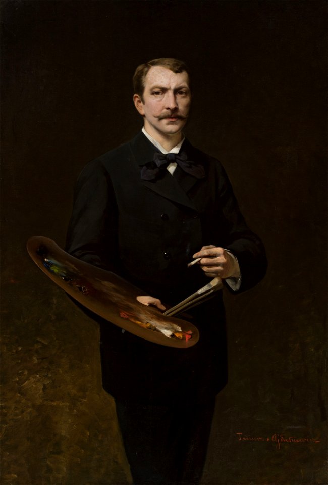 Tadeusz Ajdukiewicz - Self-portrait with palette - MP 758 MNW - National Museum in Warsaw
