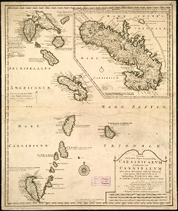 Tabula novissima atque accuratissima Caraibicarum insularum sive Cannibalum, quae etiam Antillae Gallicae dicuntur, item insulae Supraventum, et in Archipelago Mexicano sitae sunt, ac detectae a (4584053590)