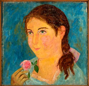 Tadeusz Makowski - Girl holding a rose in her hand - MPW 2363 MNW - National Museum in Warsaw