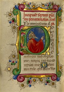 Taddeo Crivelli (Italian, died about 1479, active about 1451 - 1479) - Initial D- David in Prayer - Google Art Project. Free illustration for personal and commercial use.