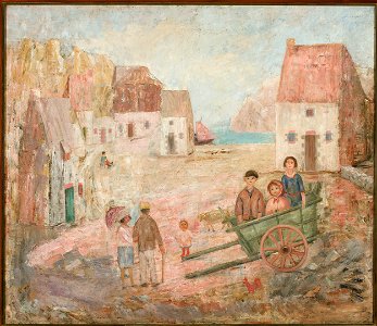 Tadeusz Makowski - Landscape of a small town with children in a pram - MPW 2616 MNW - National Museum in Warsaw
