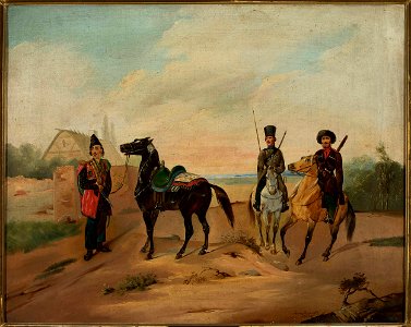 Tadeusz Brodowski - Three horsemen on the road - MP 5138 MNW - National Museum in Warsaw