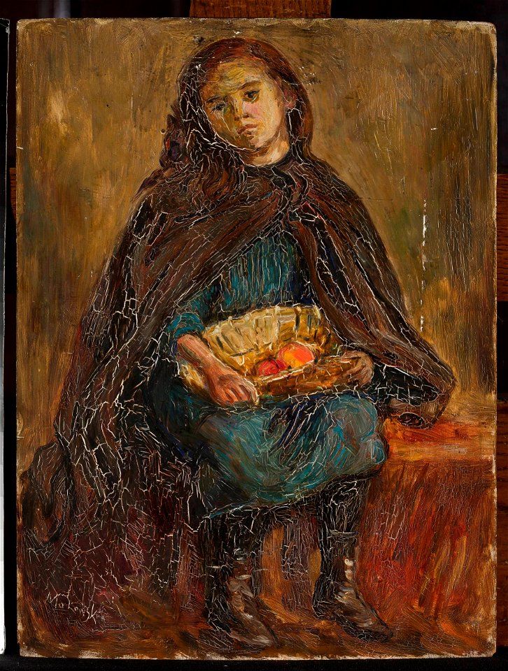 Tadeusz Makowski - Little girl with a basket of apples on her knees - MPW 2535 MNW - National Museum in Warsaw