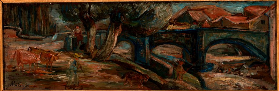 Tadeusz Makowski - Landscape with a bridge and cows (Espaly) - MPW 2633 MNW - National Museum in Warsaw