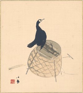 Takeuchi Seiho - Cormorant on a Basket - 2005.16.1a-b - Yale University Art Gallery