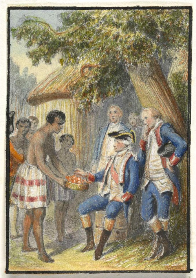 Tahitians Presenting Fruits to Bougainville Attended by His Officers
