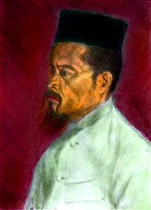 Talahata, tonggol eller hövding. Skioptikon efter oljemålning av Walter Kaudern. Sulawesi - SMVK - 1566D