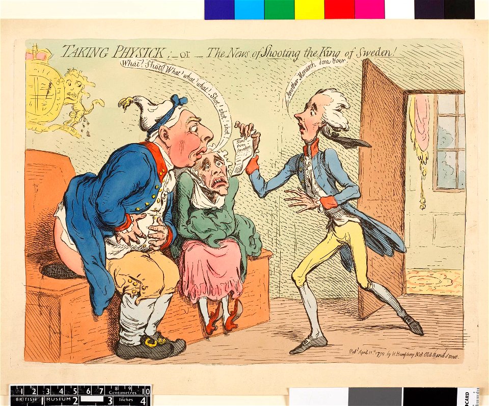 Taking physick-or-the news of shooting the kings of Sweden! (BM 1851,0901.594 1)