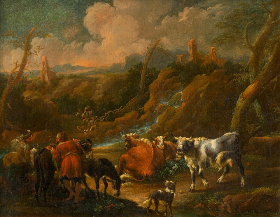 Talianský maliar zo začiatku 18. storočia - Stádo pri antickej studni - O 5133 - Slovak National Gallery