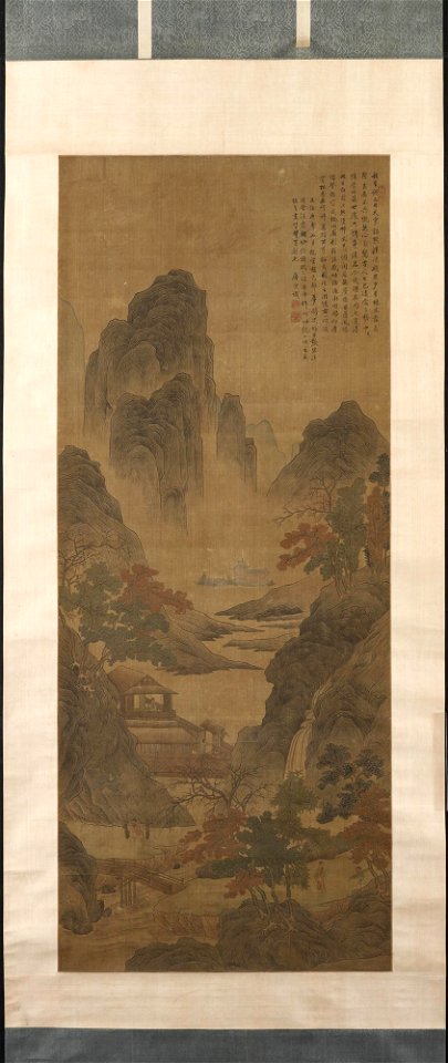 Tang Yin 唐寅 - Temple Lost in Mist, Ming style - y1947-119 - Princeton University Art Museum