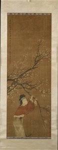 Tang Yin 唐寅 - Girl and Plum, Ming style - y1947-73 - Princeton University Art Museum